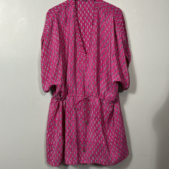 Tolani Silk 2X pink seahorse print drawstring kaftan like dress - like new - Picture 9 of 11